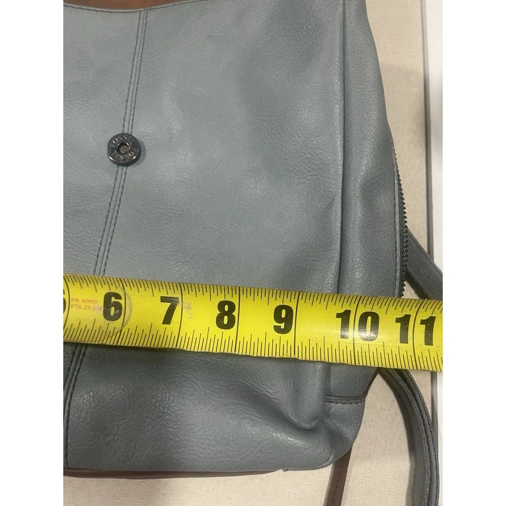 Fossil Blue Leather Studded Square Y2K Backpack Purse‎ 10